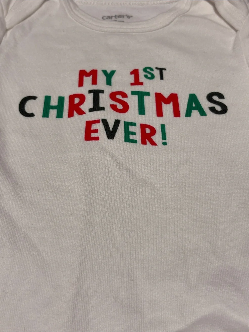 Christmas Set 3 pcs Carter's White Baby Onesie & Green Onesie Red, Size 12 month